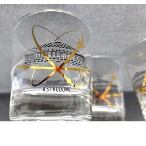 Set of 3 1960s Houston Astros Astrodome Logo Souvenir Lowball Glasses Mint Cond